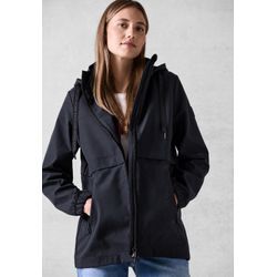 Outdoorjacke CECIL, Damen, Gr. M (40), blau (schwarz navy blau), Stoff, 68% Polyester, 32% Baumwolle, unifarben, casual, gerade normal, ohne Ausschnitt, Langarm Bündchen, Jacken, aus softem Materialmix