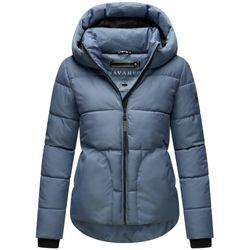 Steppjacke NAVAHOO "Lachperle XIV", Damen, Gr. L (40), blau (rauchblau), Obermaterial: 100% Polyester (recycelt), Futter: 100% Polyester (recycelt), Ärmelfutter: 100% Polyester (recycelt), Wattierung: 100% Polyester (recycelt), Basic, figurumspielend hüftbedeckend, hoch geschlossener Ausschnitt, Langarm Ärmel ohne Ärmelschlitz Rippbündchen, Jacken, Kurze gesteppte Damen Winterjacke mit hohem Krage