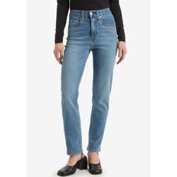 Straight-Jeans LEVI'S "724 HIGH RISE STRAIGHT", Damen, Gr. 27, Länge 30, blau (camp denim rhinestone), Denim/Jeans, Obermaterial: 80% Baumwolle, 19% Polyester, 1% Elasthan, casual, straight fit lang, Jeans, CAMP DENIM RHINESTONE