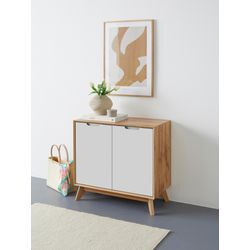 Sideboard ANDAS "Pandrup", weiß (eiche, weiß), B:80cm H:75cm T:40cm, Dekorfolie, MDF, Hartfaserplatte, Sideboards, Kommode mit 2 Türen und 2 verstellbare Einlegeböden, B:80 cm, H:75 cm