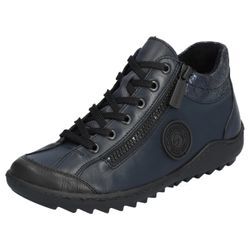 Schnürboots REMONTE Gr. 38, schwarz (dunkelblau, schwarz) Damen Schuhe Flats, Komfortschuh, Boots mit seitlichem Reißverschluss