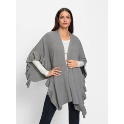 Poncho HEINE, Damen, Gr. 1, grau (grau, meliert), 50% Viskose, 28% Polyester, 22% Polyamid, unifarben, ohne Ärmel, Jacken