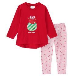 Mädchen Weihnachtsshirt und Leggings im Set