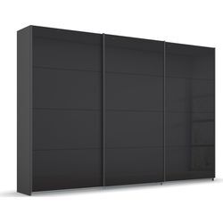 Schwebetürenschrank RAUCH "Koluna" Schränke Gr. B/H/T: 271cm x 210cm x 62cm, 3 St., grau (graumetallic/glas basalt) Glasfront, inkl. 2 Innenschubladen sowie extra Böden