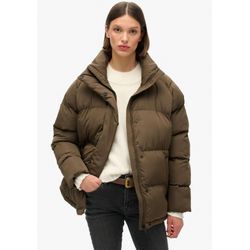 Steppjacke SUPERDRY "MID LENGTH PUFFER JACKET" Gr. L, braun (warm braun), Damen, Web, Obermaterial: 100% Polyester, unifarben, Jacken