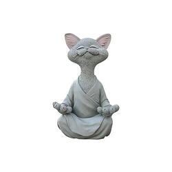 Readcly - Katzenfigur, Meditation, Yoga, glückliche Katze, Zen-Katze, entspannte Pose, Skulptur für Zuhause, Outdoor, Rasendekoration, Geschenke für