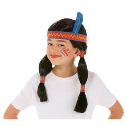 Kinder-Zopfperücke "Indianer", schwarz