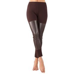 Leggings mit Kunstleder-Besatz, braun