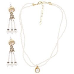 Schmuck-Set "Perlen", 3-teilig, creme/gold