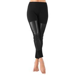 Leggings mit Kunstleder-Besatz, schwarz