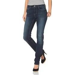 Stretch-Jeans MAC "Angela" Gr. 36, Länge 32, blau (new basic wash32) Damen Jeans schmal geschnitten