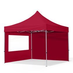 3x3m Aluminium Faltpavillon, inkl. 2 Seitenteile, rot - (59013)