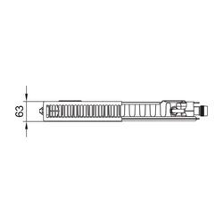 Kermi Plan-V Flachheizkörper glatt Typ 11 Weiß 905x63x405mm Ventil rechts mit Abdeckung 512W bei 75/65/20 Grad C PTV110900401R1K