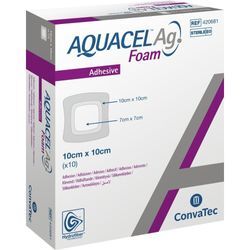 Aquacel Ag Foam Adhäsiv 10x10cm 10 ST