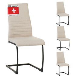 ALBATROS Freischwinger Stuhl TURANO 4er Set, Beige - Esszimmerstuhl Schwingstuhl mit Modernem Design, Stoff-Bezug, Dicke Polsterung - Küchenstuhl, Polster-Stuhl Esszimmer, Esstisch Stuhl