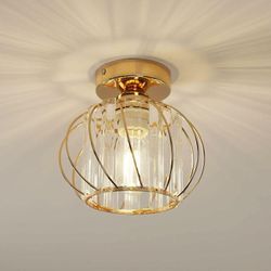 Moderne Kristall-Deckenleuchte E27 led Mini-Kronleuchter aus Kristall für Küche, Esszimmer, Schlafzimmer, Flur, Eingang (Gold)