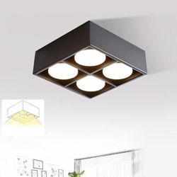 Gbly - Deckenspots led Deckenleuchte Aufputz - Schwarz Aufbaustrahler mit 4 Flammig Schwenkbar Aufbauspot Deckenstrahler Eckig Modern inklusive