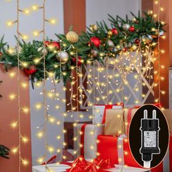 100m 500 led Lichterkette Eisregen LED-Lichtervorhang Weihnachtsbaumbeleuchtung Weihnachtsbeleuchtung Innen Außen Deko 8 Modi Warmweiß - Jopassy