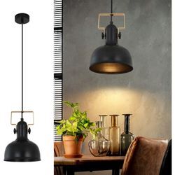 Hängelampe Wohnzimmer Pendelleuchte Esstisch: 1 Flammig Hängeleuchte Schwarz Vintage Esszimmerlampe Industrial E27 Lampenfassung MAX.40W Eisen