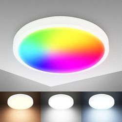 B.k.licht - Smart Home led Decken-Leuchte Lampe dimmbar rund 27cm rgb 20W Fernbedienung weiß