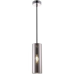 Hängelampe Metall Rauchglas E14 rund ø 8 cm h: max. 178 cm Chrom Modern Pendelleuchte