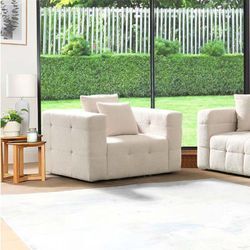 Home Deluxe - Teddy Sessel Bouclé como - 132 x 92 cm Beige Sofa Couch Wohnzimmersofa Schlafsofa