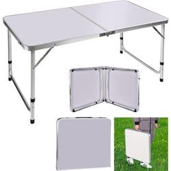 90x60cm Klapptisch Gartentisch höhenverstellbar, Aluminium-Camping-Tisch 30KG Kapazität