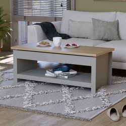 Arlington Sliding Top Coffee Table With Shelf Living Room Furniture, Grey