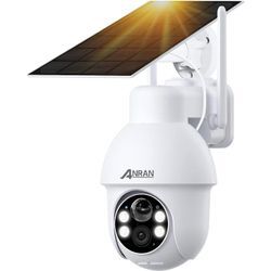 Anran - berwachungskamera Aussen Akku 5MP mit Solarpanel, Ultra hd Kabellose Solar Überwachungskamera wlan mit 4 Spotlight, Farbnachtsicht,