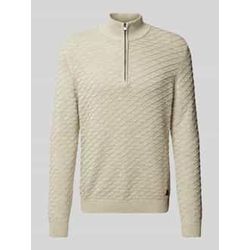 Regular Fit Pullover aus reiner Baumwolle mit Strukturmuster