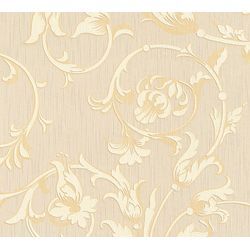 ARCHITECTS PAPER Textiltapete "Tessuto" Blumen-Tapete Floral Tapeten Wohnzimmer Schlafzimmer Küche Flur Design,, creme gold beige, B/L: 0,53 m x 10,05 m, Rollen: