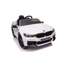 ES-Toys Kinder Elektroauto BMW M5 lizenziert EVA-Reifen Kunstledersitz MP3, USB weiß