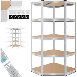 Eckregal Lagerregal Schwerlastregal Kellerregal 180x75x40cm bis 875 kg 5 verstellbare Ablagen MDF-Platten Regal aus Metall Steckregal Silber - Masko