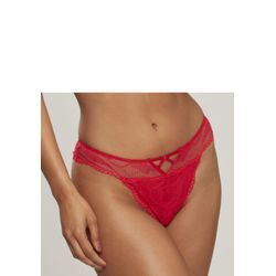 String LASCANA Gr. 40/42, rot Damen Unterhosen mit extravagantem Zierdetail aus blumiger Spitze und feinem Mesh