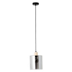 Pendelleuchte BRILLIANT "Weald" Lampen Gr. Ø 20cm, schwarz (schwarz, rauch, holz) Höhe 120 cm, Ø 20 E27, kürzbar, GlasHolz, schwarzrauchholz