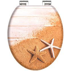 WC-Sitz WELLTIME "Seestern", bunt (sand, cognac, naturweiß), B:37,5cm L:45cm, MDF - Mitteldichte Holzfaserplatte, WC-Sitze, mit Absenkautomatik, MDF, kratzfest