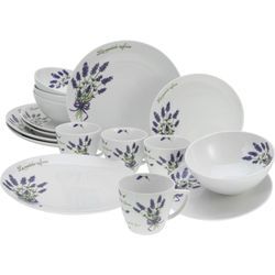 Kombiservice CREATABLE "Home Lavendel", lila (lavendel), 16 tlg., Porzellan, Geschirr-Sets, Lavendel-Dekor