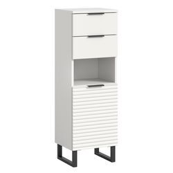 Unterschrank WELLTIME "Litica, Höhe 110 cm, 2 Schubkästen, 1 Tür, 1 offenes Fach", weiß, B:35cm H:110cm T:34cm, FSC-zertifizierter Holzwerkstoff, MDF, Schränke, Badschrank, Bad-Midischrank, Badezimmer, Bad-Möbel