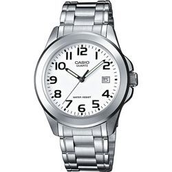 Quarzuhr CASIO TIMELESS COLLECTION, silber (edelstahlfarben), Armbanduhren, Damen, Armbanduhr, Herrenuhr, Damenuhr, analog, Datum, Neo-Display