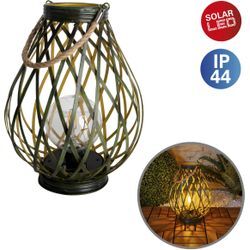 LED Solarleuchte NÄVE "Baluba", grün, Lampen, Ø 23,00cm H: 31,00cm Flechtoptik in grüngold, KordelgriffAufhängung, inkl. Leuchtbulb