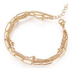 Armband KINGKA "Schmuck Geschenk, Layering", gold (gelbgoldfarben), Armbänder, Damen, Edelstahl