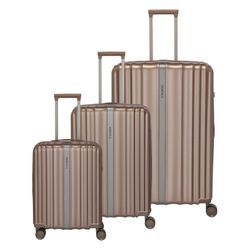 Trolleyset TRAVELITE "PAROS S/M/L", braun (cappuccino), ABS, metallic, Koffer-Sets, Kofferset Reisekoffer Handgepäck Aufgabegepäck Volumenerweiterung