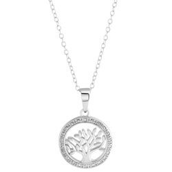 Kette mit Anhänger FIRETTI "Schmuck Geschenk, Baum des Lebens", silber (silberfarben), Halsketten, Damen, 0,01 ct, Silber 925 (Sterlingsilber)-Diamanten, L: 45cm B: 1mm, Silber 925 (Sterlingsilber), Diamanten, mit Diamanten, B:1mm