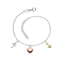 Silberarmband ENGELSRUFER "Glaube, Liebe & Hoffnung Tricolor, ERB-FLH-01-TRICO", rosa (silberfarben, gelbgoldfarben, roségoldfarben), Armbänder, Damen, Silber 925 (Sterlingsilber)