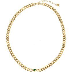 Collier FIRETTI "Schmuck Geschenk Halsschmuck Halskette", gold (gelbgoldfarben, grün), Halsketten, Damen, Edelstahl, L: 47cm B: 7mm, Made in Germany - mit Zirkonia (synth.), B:7mm