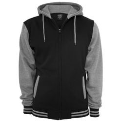 Sweatjacke URBAN CLASSICS "Urban Classics Herren 2-tone Zip Hoody" Gr. L, schwarz (blk/gry) Herren Sweatjacken