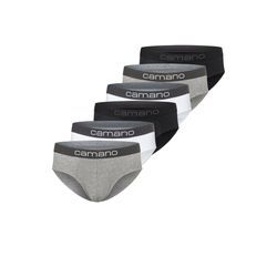 Slip CAMANO "Slip 6er Pack" Gr. L, schwarz-weiß (schwarz grau weiß), Herren, 95% Baumwolle 5% Elasthan, Unterhosen Slip