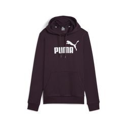 Kapuzensweatshirt PUMA "ESS LOGO HOODIE FL (S)", Damen, Gr. S, lila (midnight plum), Fleece, Obermaterial: 66% Baumwolle, 34% Polyester, unifarben, sportlich, regular fit normal, Langarm, Sweatshirts