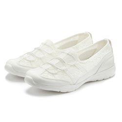 Sneaker LASCANA, Damen, Gr. 36, weiß, Obermaterial: 50% Lederimitat, 50% Textilmaterial. Futter: 100% Textilmaterial. Decksohle: 100% Textilmaterial. Laufsohle: 100% Synthetik, leicht transparent, unifarben, feminin, Schuhe, Freizeitschuh, Halbschuh, leichter Slipper, Slip-On-Sneaker VEGAN