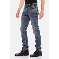 Slim-fit-Jeans CIPO & BAXX "Jeans" Gr. 30, Länge 34, blau Herren Jeans mit Allover-Gitter-Musterung, CD543